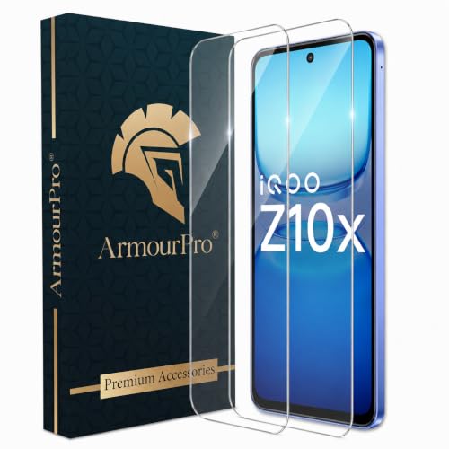 Image of ArmourPro 3D Borderless Tempered Glass for iQOO Z10X and iQOO Z9x, Set of 2 HD Clear Screen Protectors with 3D Curved Edges, 9H Hardness, Oleophobic Coating, Case Friendly