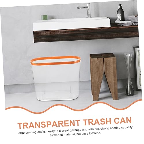 Basurero compacto rectangular transparente para baño miniatura 7