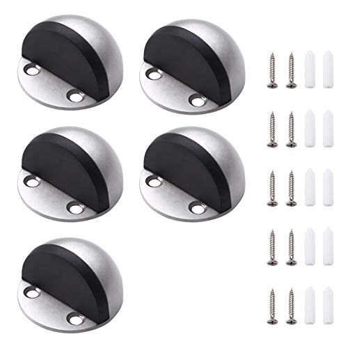 KES Sólido Acero inoxidable Piso Topes de Puerta Tornillo Montaje,Cepillado,HDS201-2-P5