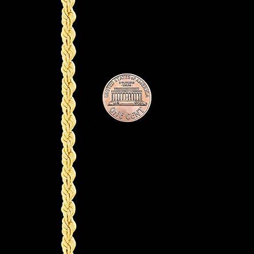 14K SOLID Yellow REAL Gold 6MM 6.00mm Shiny Diamond-Cut Royal Rope Chain Necklace for Pendants and Charms with Lobster-Claw Clasp (24\" or 26 inch) - Thumbnail 4