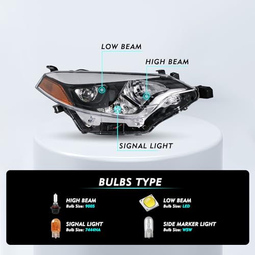 Image of TUSDAR LED Headlight Assembly Compatible with 2014 2015 2016 Toyota Corolla