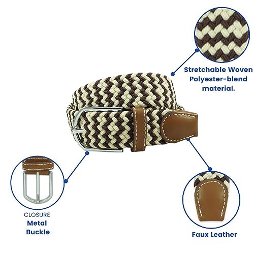 Image of The Tie Hub Unisex Stretchable Woven Fabric Belt | Adjustable, Hole-Free Design | Fits Up to 40 Inches Waist
