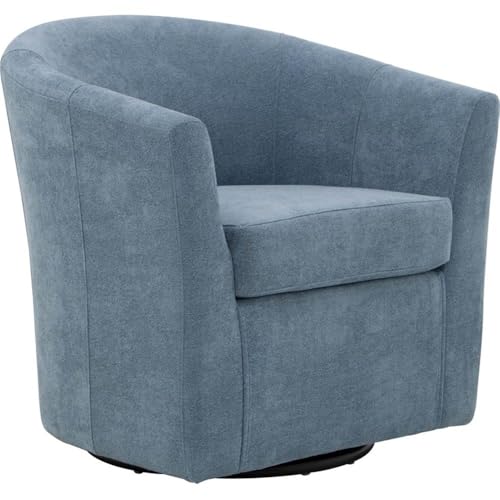 Sillón giratorio con tapizado de tela azul claro