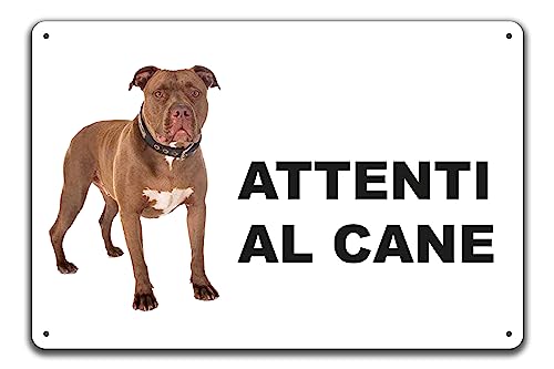 Phonecasing Cartello Segnale Attenti al Cane in Alluminio 3 mm Composito (30 cm x 20 cm, Pitbull)