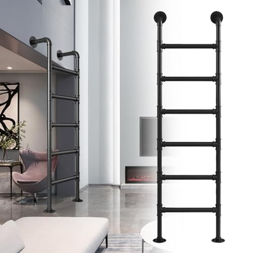 SOKNKSTF Escalera de Tijera para Loft, Escalera de Metal para litera Interior, Escalera de Salida de sótano, Escalera de Ventana para Entrada, Escalera de Escape de Incendios con Soporte de Pared, es
