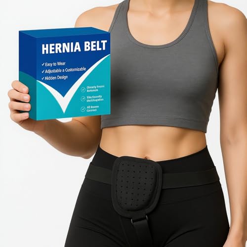 Hernia Belts for Women Inguinal, Hernia Belt for Women, Inguinal Hernia Support for Left or Right Side, Comfortable Adjustable Waist Strap with Removable Compression Pads, Black