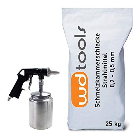 Druckluft Sandstrahlpistole + 25 kg Strahlgut Cover