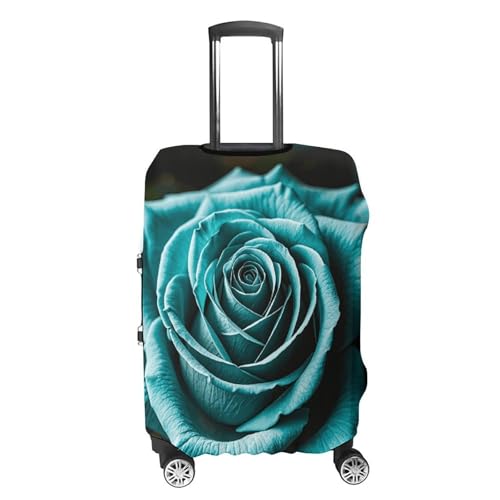 Teal Gray Rose Luggage Cover Elastic Suitcase Protector Case Anti-Scratch Washable Baggage Covers Protector For Traveling, Aircraft Consignment XL4