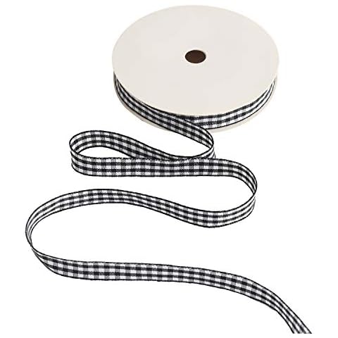 Midi Ribbon Gingham Ribbon 3/8 inch Black and White Ribbon 50 Continuous Yards Polyester Woven Edge Buffalo Plaid Ribbon for Crafts Ribbon for Gift Wrapping Spring Summer Lemon Wreath Home Decorations Cover