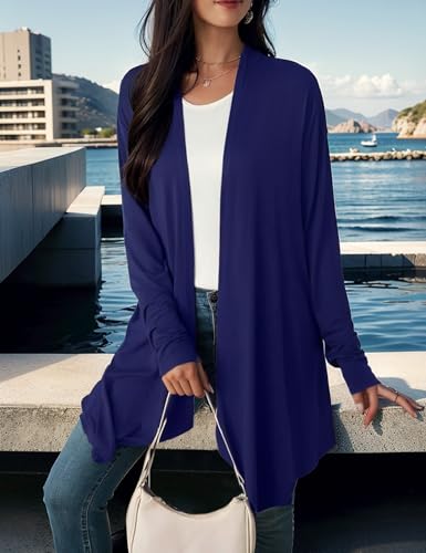 Women's Open Front Cardigan Sweater Long Sleeve Lightweight Duster Coat Casual Draped Sweater Cozy Kimono Style2