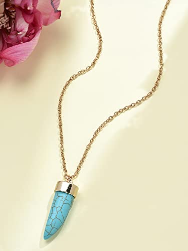 Women's Turquoise Contemporary Horn Pendant & Chain