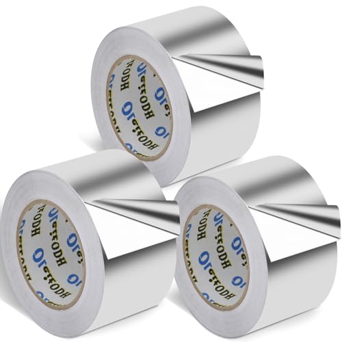 Image of Oleitodh 3 Pack Aluminum Foil Tape Bulk - 3 Inch x 55 Yards - 2.7mil Heavy Duty Metal Duct Tape, Aluminum HVAC Tape for Sealing & Patching, Air Ducts, Insulation Metal Repair, Professional Grade