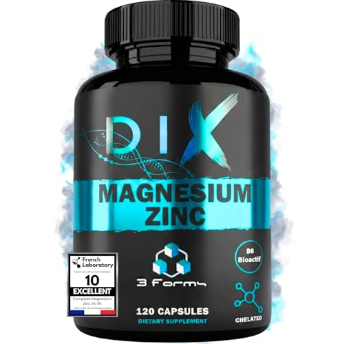 Magnesio Bisglicinato, Malato, Citrato ✗ 3 formas de Zinc ✗ Vitamina B6 Bioactiva ✗ ZMA DIX ✗ Alta biodisponibilidad ✗ Fabricado en Francia ✗ 120 cápsulas veganas ✗ Ideal para deportistas ✗
