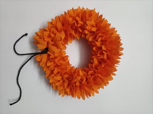 Image of Artificial Flowers for Indian Classical Dance |12 inch Polyester Cloth Mullai Poo Gajra for Bharatanatyam | Reusable Faux Jasmine Garland | Hair Accessory for Wedding (Light Orange)