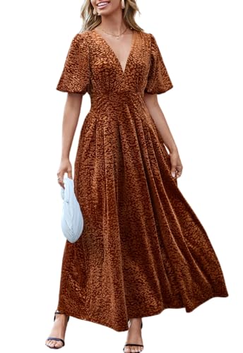 Image of Sissyaki Velvet Maxi Dress Fall Wedding Guest Dress 2026 | Semi Formal to Formal Events, Family Pictures, Holiday Party Dinner Dress
