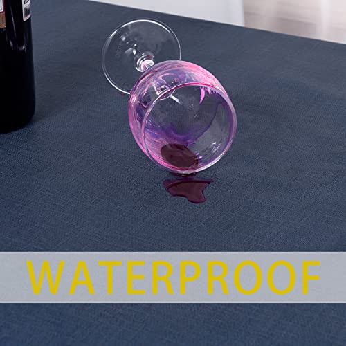 Image of sancua 100% Waterproof Rectangle PVC Tablecloth - 52 x 70 Inch - Oil Proof Spill Proof Vinyl Table Cloth, Wipe Clean Table Cover for Dining Tables, Buffet Parties and Camping, Greyish Blue