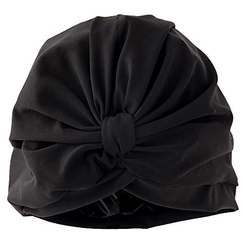 Dilly Daydream Goddess Black Shower Turban - Lycra Shower Cap - British Made - Machine Washable - All Hair Types