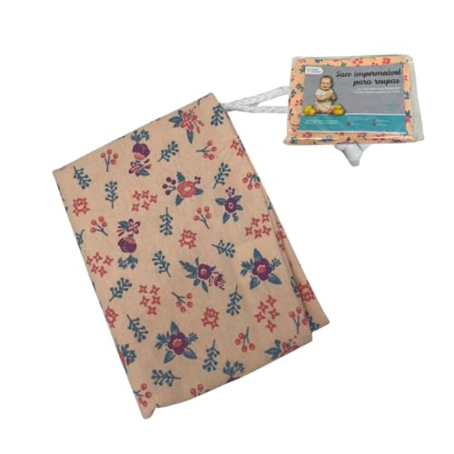 Minha Estrelinha - Saco Impermeável Roupa Suja Umida Flores Rosa Bebê Infantil