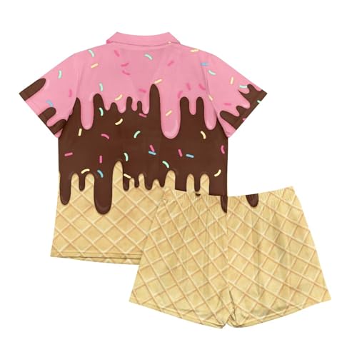 Image of Pjs Womens Short Sleeve Button Down Pajamas Set Two-Piece Nightwear with Pockets