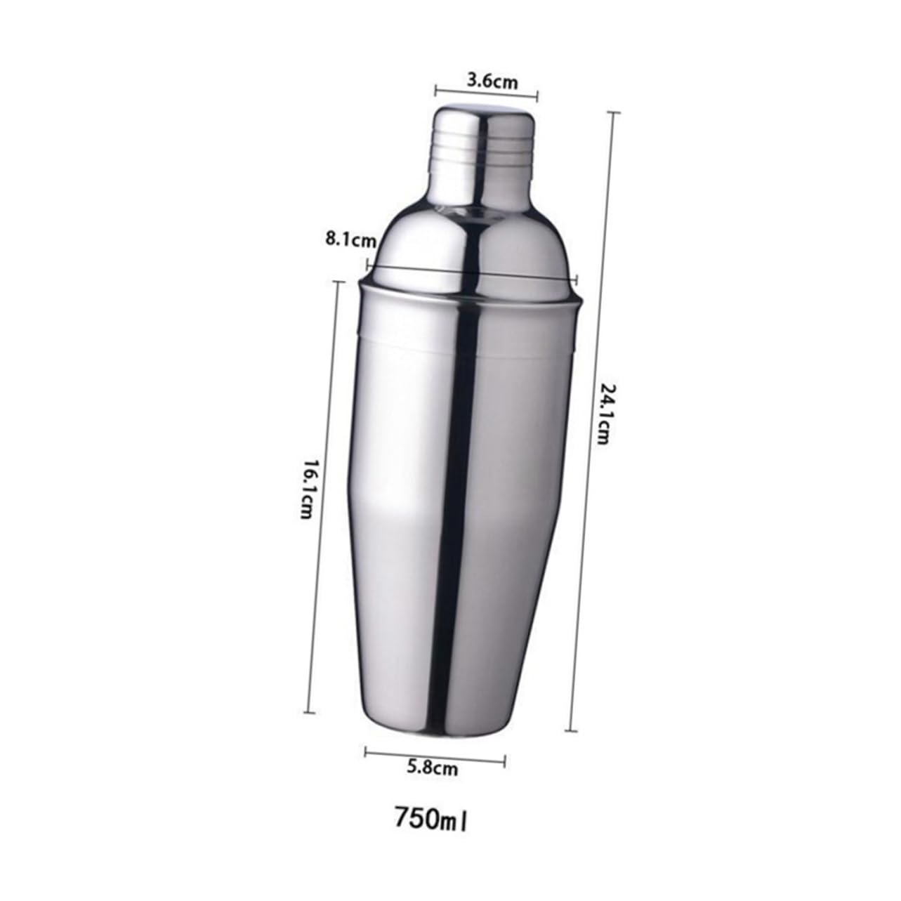 IMIKEYA Set 6 Pezzi Shaker Cocktail in Acciaio Inossidabile 750ml Finitura a Specchio Alta Lucidatura, Facile da Pulire, per Preparare Cocktail a Casa