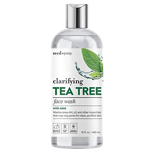 Tea Tree Face Wash 16 fl.oz. Seed + Posy, Clarifying Tea Tree Face Wash with Mint and Cucumber