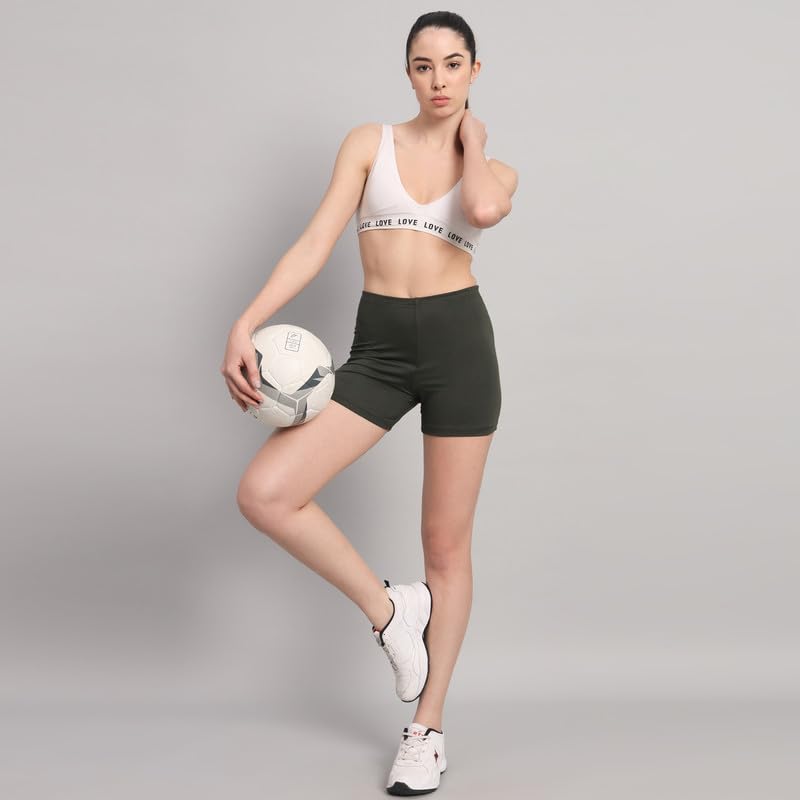 Image of Women's Workout Yoga Athletic Running Dance Gym Shorts High Waist Cheerleader Volleyball Short Pants Green