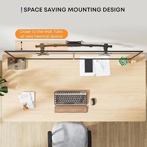 PUTORSEN Dual Monitor Wall Mount, Horizontal Assembly Mount for 2 Monitor Screens up to 27 inches,Max. 10kg, VESA 75x75/100x100mm by PUTORSEN - Image 3