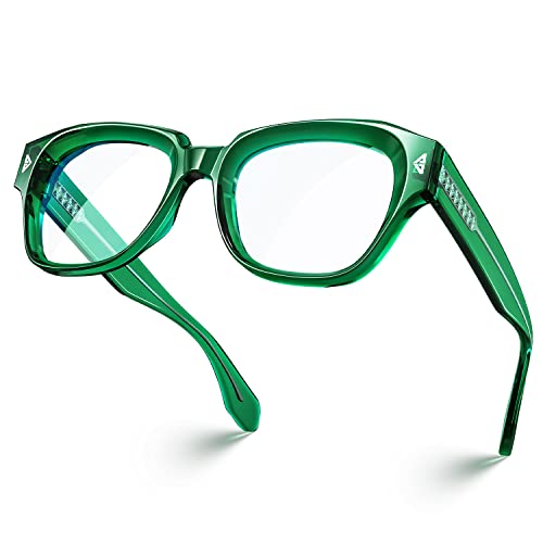 Image of VISOONE Acetate Blue Light Blocking Glasses Square with Anti Computer Glare for Gaming Women and Men GROUSE