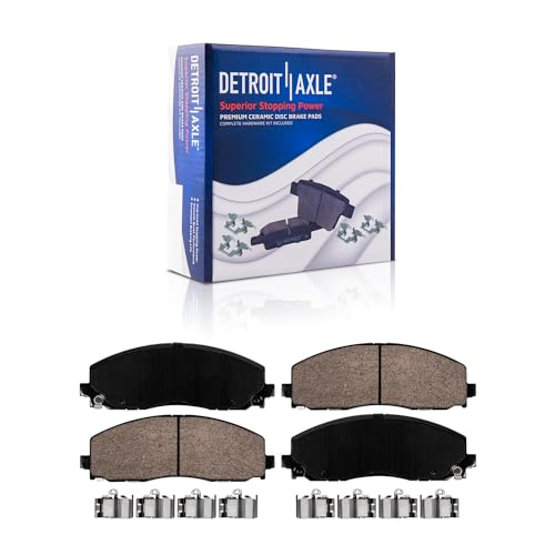 Image of Detroit Axle - Front Brake Kit for Chrysler Town & Country Voyager Pacifica | Dodge Grand Caravan Journey Ram C /V, Drilled & Slotted Brake Rotors Ceramic Brake Pads Replacement 12.99 inch inch Rotor