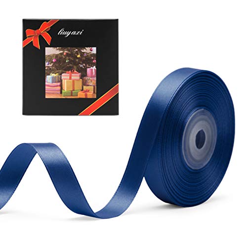Image of Solid Color Double Faced Navy Blue Satin Ribbon 1 /2 inch X 25 Yards, Ribbons Perfect for Crafts, Wedding Decor, Bow Making, Sewing, Gift Package Wrapping and More