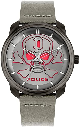 Montre Police homme cuir PL15714JS61 l'élégance du quartz analogique gris