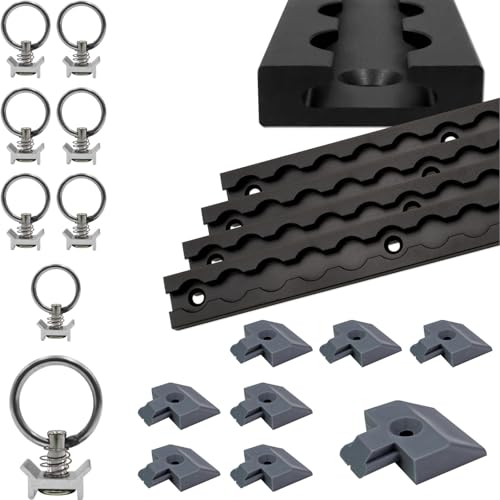 Guida Airline robusta anodizzata, rettangolare, nera, 4 x 1,0 m, con 8 occhielli e 8 tappi terminali, guida di ancoraggio in alluminio Black line, alta stabilità e durata, per rimorchi, auto, camion