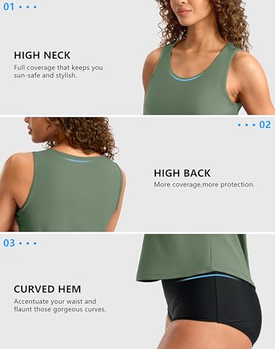 Image of G Gradual Tankini Tops for Women High Neck Swimsuits Swim Top Modest Bathing Suit Swimwear Tank Top only No Bottom