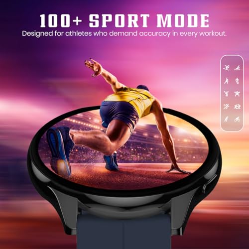Image of PunnkFunnk Active 5 Smart Watch with 1.3 inch AMOLED HD Display | Bluetooth Calling, AI Voice Assistant, 100+ Sports Modes, Heart Rate & SPO₂ Tracking, IP68 Waterproof for Men & Women- (Dark Blue)
