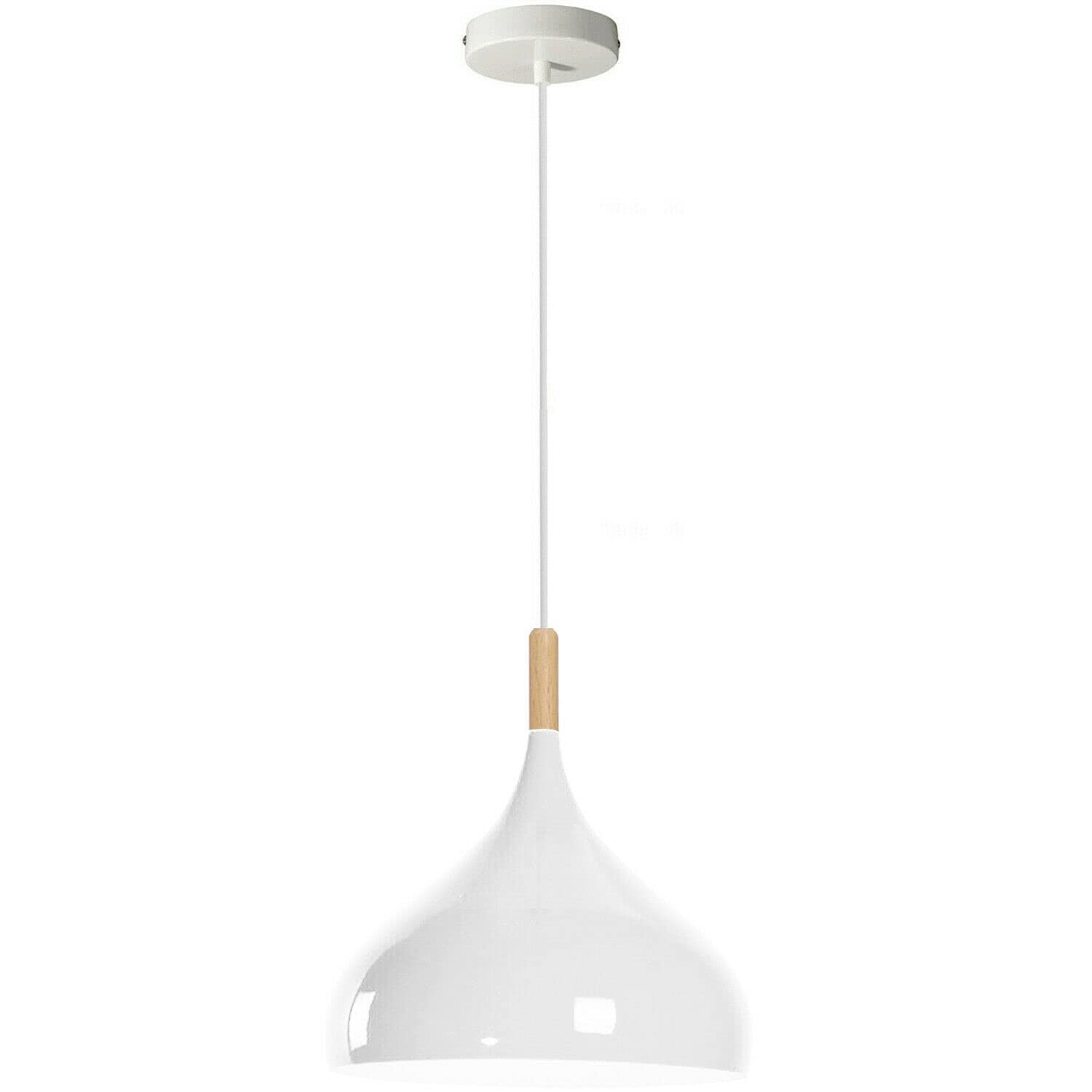 DC Voltage Modern Pendant Ceiling Lights Modern Tear Drop Style Lampshade E27 Ceiling Light Retro Light Fixture in Metal Wood Pendant Lamp for Bedroom, Dining Room, Kitchen 32cm White