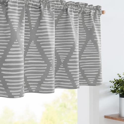 jinchan Nautical Striped Valance Farmhouse Window Treatment Linen Textured Drapes for Small Windows Kitchen Living Room RV Vintage Light Filtering Valance 16 Inch Rod Pocket 1 Panel Blue 50"