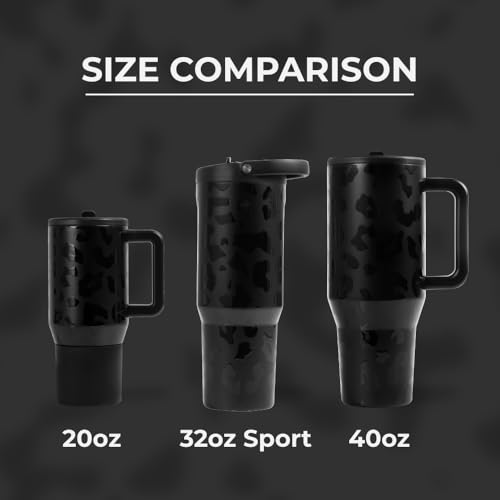 Image of HydroJug Sport - Stainless Steel Tumbler with Straw, Vacuum Insulated, 32oz Leakproof Water Bottle, Ergonomic Design, Reusable, Dishwasher Safe, Rubber Base, Durable for Gym or Outdoors, Black Leopard