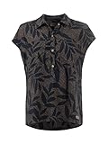 s questo damen weste Leichte Viskosebluse ohne Ärmel mit halber Knopfleiste und zwei Brusttaschen. Der gepunktete Allover-Print mit Blättermotiv verleiht dem Casual Look Stil. Mit längerem Saum hinten und seitlichen Schlitzen.