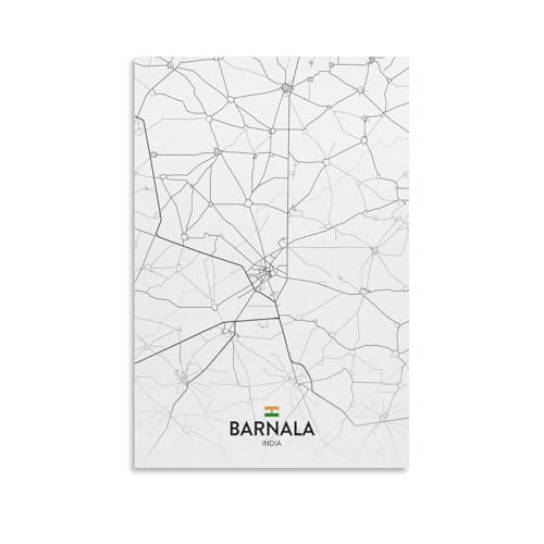 LZTEN Póster de mapa de la ciudad de Barnala IN Art para decoración de pared, póster familiar, bar, restaurante, garaje, cafetería, letrero de regalo, sin marco, 40 x 60 cm