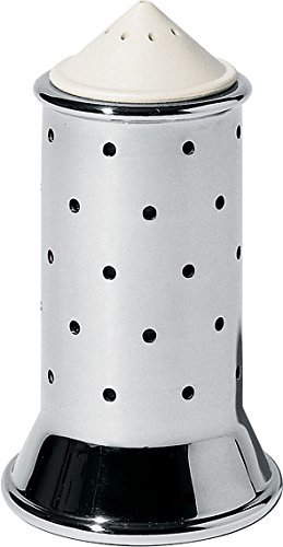 Alessi Salzstreuer aus Edelstahl mit Deckel und Verschluss aus PA, weiß