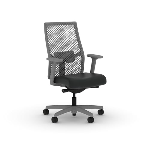Image of HON Ignition 2.0 ReActiv Ergonomic Office Chair, Mesh Desk Chair with Lumbar Support, Advanced Synchro‑Tilt, Height and Width Adjustable Arms, Swivel Wheels, Titanium Frame, Black