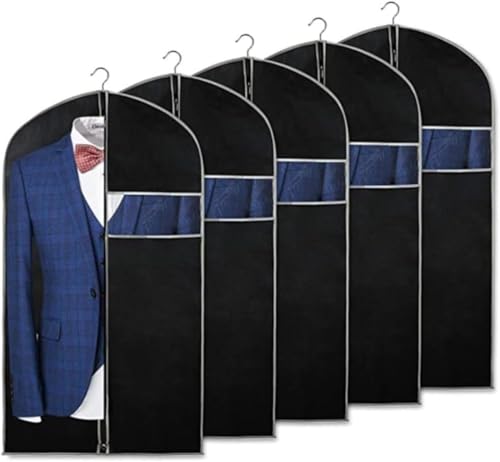 Garment Bag Suit Bag for Hanging Clothes,40'' Dress Bag for Closet Storage and Travel with Clear Window,Dress Cover Suit Cover Bags for Suits,Coats,Jackets,Black