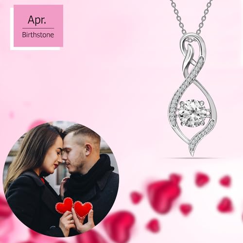 LeCalla 925 Sterling Silver Infinity Necklace Women | Women's Birthstone CZ Pendant Necklace | Necklace Gifts for Mom Daughter Christmas Birthday3