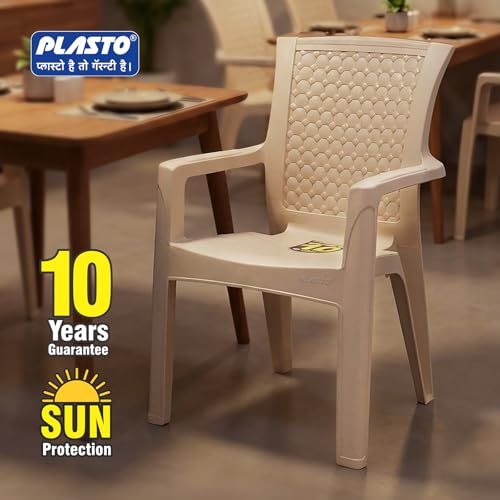Image of Plasto Chair Luxury with Comfortable Back Posture, Matt & Glos Pattern Dining, Bedroom, Kitchen, Living Room, Garden | Bearing 150Kg Capacity | Strong & Sturdy
