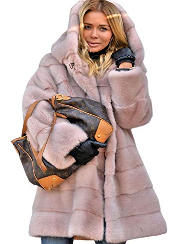 Roiii Womens Winter Luxury Outerwear Long Sleeve Faux Mink Faux Fur Plus Size