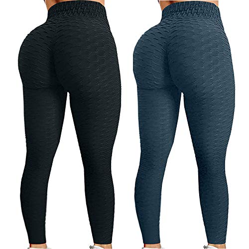 Kuyaya Pantalon de Yoga pour Femmes Bulle Hanche Levage des Fesses Anti Cellulite Legging Taille Haute Entraînement Contrôle du Ventre Collants de Yoga