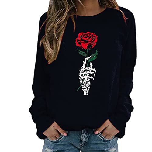 Sweatshirt femme Halloween confortable fini les hauts ternes avec l'imprimé rose XL