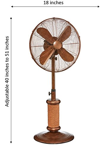 DecoBREEZE Adjustable Height Oscillating Outdoor Pedestal Fan, 18 In, Nautica - Thumbnail 3