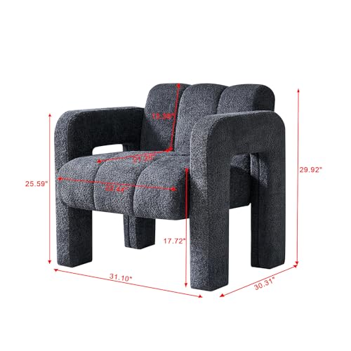Sillón moderno con tela boucle gris oscuro miniatura 2
