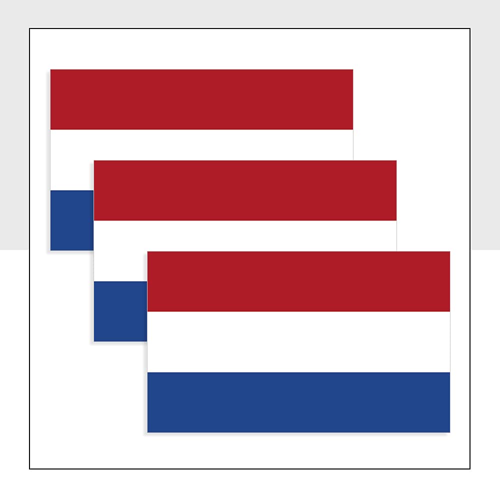 Netherlands Flag Car Sticker Pack of 3 (100 x 60mm) Waterproof NLD Flag Labels for Bike Van Helmet Ipad Stickers Packwith® #P1065